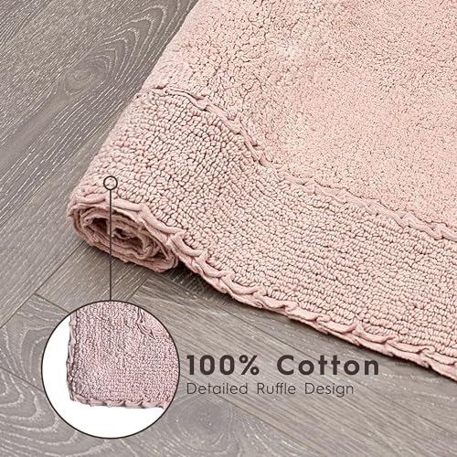 Laura Ashley Ruffle Border 100% Cotton Bath Rug, Blush Pink, 20"x 34" - color: Blush, size: 1'8" x 2'10" (Rectangular)