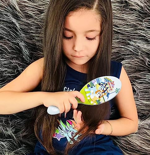 Bluey Hair Accessory 5 Pcs Set - 1 Regular 9 inch Bluey HairBrush For Girls + 4 Bluey Scrunchies For Kids - Accessories For Girls - Detangling Brush - Elastic Hair Ties Ropes Scrunchies Ages 3+ - color: Bluey 5 Piece Hair Accessories