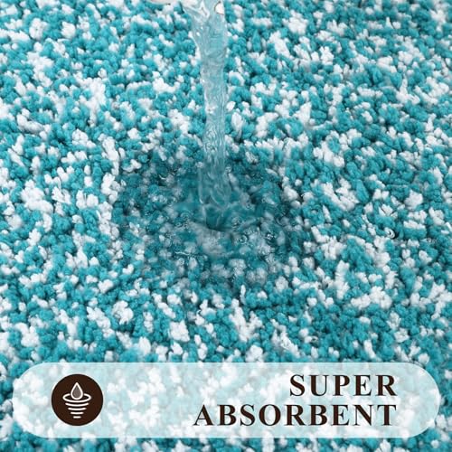 Pauwer Bathroom Sets 3 Pc Shower Rugs w/ U-Shaped Mat, Absorbent Microfiber Plush Mats, Non Slip, Machine Wash, Shaggy Aqua Blue - color: Aqua Blue, size: 18"x26"+20"x32"+U Shape 20"x24"