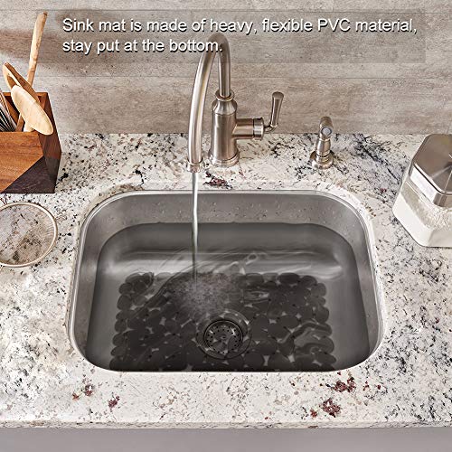 Bligli Pebble Sink Mat for Stainless Steel/Ceramic Sinks, 2 Pack PVC Sink Protectors Mats for Bottom of Kitchen Sink, Dish Drying Mat for Dishes and Glassware, 15.7 x 11.8 inch, Grey - color: Gray