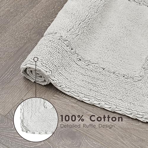 Laura Ashley Ruffle Border 100% Cotton Bath Rug, Light Grey, 20"x 34" - color: Light Grey, size: 1'8" x 2'10" (Rectangular)