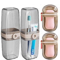 4 Pack Travel Soap Case and Toothbrush Travel Case Portable Soap Holder Toothbrush Holder with Cover Leakproof Soap Container for Trip Bathroom Camping Gym Outdoor (clear grey)