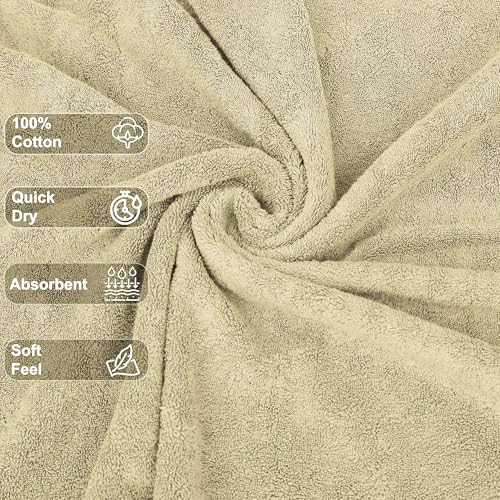 GOLD TEXTILES Luxury Wash Cloths Set of 12, Sand (13x13 Inches) 100% Ring Spun Cotton, Premium Feel with High Absorbancy Ideal Washcloths for Bathroom,Salon, Spa and Gym - color: Sand, size: 12 Pack 13x13