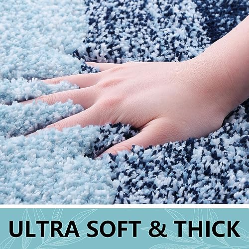 Arotive Bathroom Rugs Sets 2 Piece, Soft Absorbent Microfiber Bath Mats and U-Shaped Contour Toilet Rug, Machine Washable Dry Bath Mats for Bathroom, 24x16 and 24x20, Dark Blue - color: Dark Blue, size: 24" X 16" + U Shape 24" X 20"