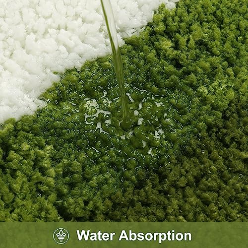 HAOCOO Bath Mats for Bathroom Non Slip, 18x25 inch Green Gradient Irregular Shape Cute Bath Mat, Microfiber Washable Absorbent Carpet Floor Mats for Bathroom Indoor Door Mat Sink Tub Shower - color: Green, size: 18x25 inch (Irregular)