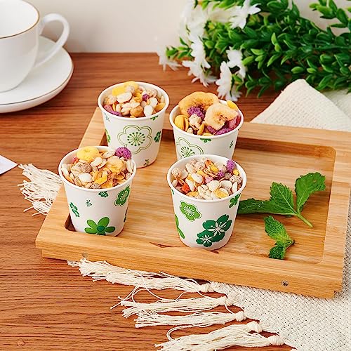 [600 Pack] Paper Cups, 3oz Disposable Bathroom Cups, Mouthwash Cups, Cold Disposable Drinking Cup for Party, Picnic, BBQ, Travel, and Event, Green Floral - color: JP-3-ZB01-600-G