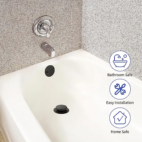 Matte Black Bathtub Drain Tip-Toe Tub Trim Set with Two-Hole Overflow Faceplate Bathroom Tub Drains Replacement Conversion Tub Drain Kit Assembly with Universal Fine & Coarse Thread - color: Matte Black