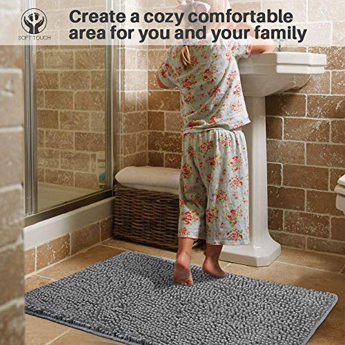 Secura Bathroom Rugs 39x24 Inches – Thick Plush Bath Mat, Ultra Soft Absorbent Bathroom Mat, Non Slip Machine Washable Bath Rugs for Tub, Shower Room Floor (Gray) - color: Grey, size: 2' x 3'3" (Square)