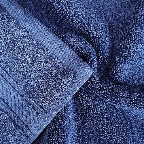 BLUENILEMILLS BNM Madeline Egyptian Cotton Heavyweight Towels, Ideal for Shower, Spa, Hotel, 800 GSM, Face/Washcloths, Hand Towels, Bath Towels, Highly-Absorbent, Luxury, 9 Piece Towel Set, Navy Blue - color: Navy Blue, size: 9-Piece Towel Set