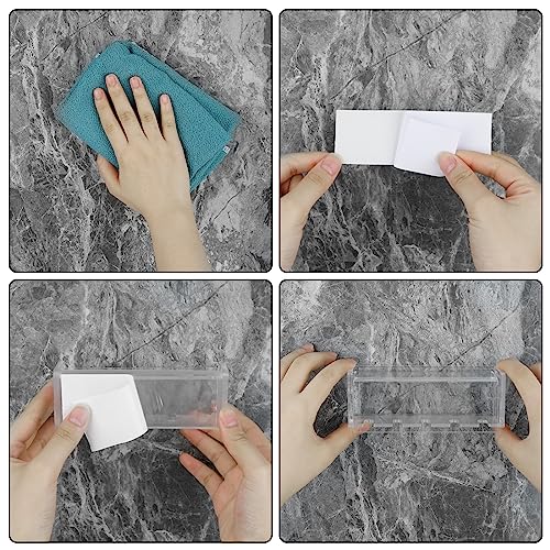 5 Slots Wall Mount Toothbrush Holder with Cover, Self Adhesive Toothbrush Storage Organizer for Shower, Toothbrush Hanger for Bathroom, Medicine Cabinet, Dorm (Frosted) - color: Frosted 1 Pack