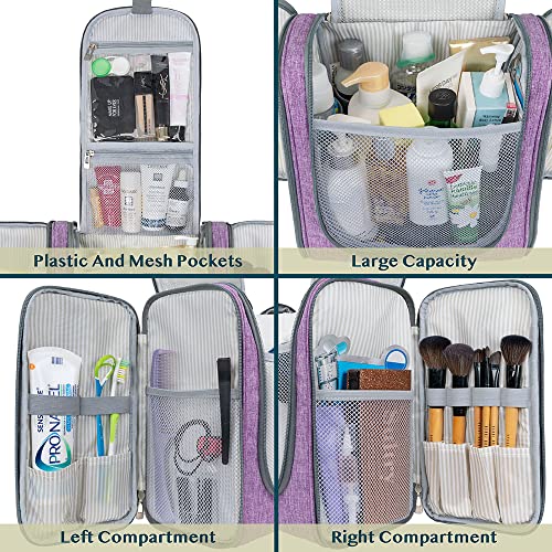 PAVILIA Extra Large Toiletry Bag Travel Bag for Women Men, Hanging Cosmetic Organizer, Water Resistant Makeup Bag for Accessories Toiletries, Travel Essentials Kit (Purple) - color: Purple, size: Extra Large (12x6x12.5)