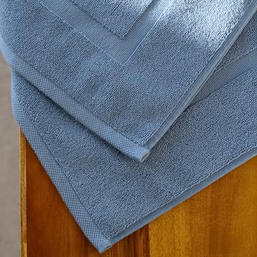 SALBAKOS 100% Turkish Cotton Bath Mat Set 2-Piece - 20x34 inch, Hotel & Spa Collection, Soft, Absorbent, Long Lasting, Durable Bathroom Rugs | Made in Turkey (Blue, 2 Bath Mats) - color: Blue, size: 2 Bath Mats
