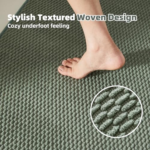 TYUU Bathroom Runner Rug, Long Bath Mat Washable Thin Quick Dry Low Pile Bathroom Runner Rugs 24 x 60 Non Slip, Sage Green 24"x60" - color: Sage Green, size: 2' X 5' (Runner)