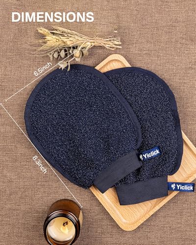 Yiclick Heavy Exfoliating Gloves, Exfoliating Body Scrubber Exfoliator, Korean Exfoliating Mitts for Dead Skin Remover, Body Scrub Mitt for Bath Shower, Exfoliate Gloves for Hand Leg Exfoliation