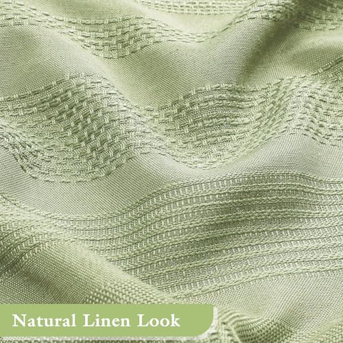 Long Boho Farmhouse Shower Curtain Set with Tassel, Linen Bohemian French Country Chic Bathroom Shower Curtain Set, Modern Striped Textured Shower Curtain 72x78 - Olive Green - color: Olive Green, size: 72"W x 78"L (Pack of 1)