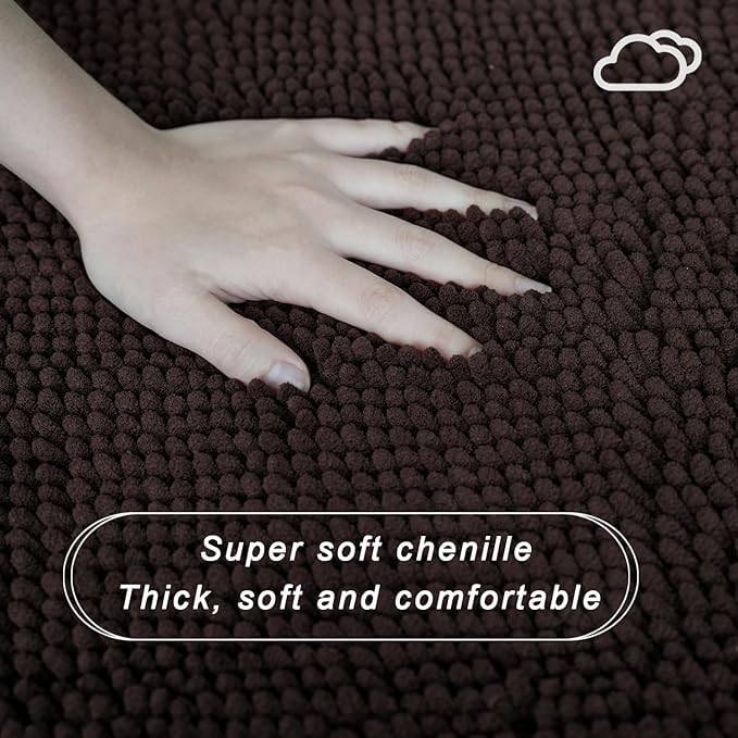 U-Shaped Toilet Rug, Chenille Contour Bathroom Mat, Non-Slip PVC Backing, Machine Washable, 24x20, Coffee - color: Coffee, size: 1'8" x 2' (20"x 24"U)