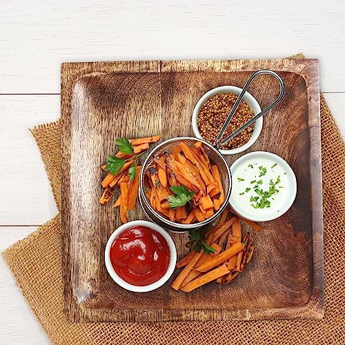 Crocon Square Wood Plates Set of 2, Wooden Dinner Plates Set, 8 Inch & 11 Inch Wood Serving Tray Wooden Plates for Fruit Salad Snacks, Dish Platter Charcuterie Boards, Wood Charger Plates - color: Square Plates - Set of 2 - 8" with 11"