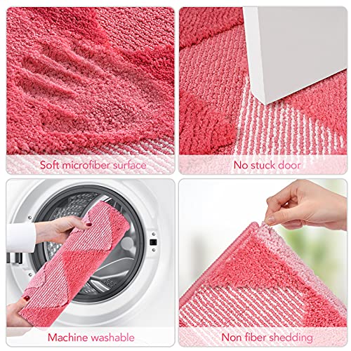 Tindbea Bathroom Rugs and Mats Sets 2 Pieces, Non-Slip Soft and Absorbent Microfiber Bath Rug Mat and Runner for Bathroom, Quick Dry Machine Washable (20" x 47" Plus 20" x 32", Pink) - color: Pink