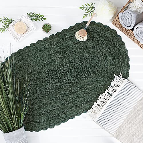 DII Crochet Collection Reversible Bath Mat, Large Oval, 21x34, Dark Green - color: Dark Green, size: 1'9" x 2'10" (Oval)