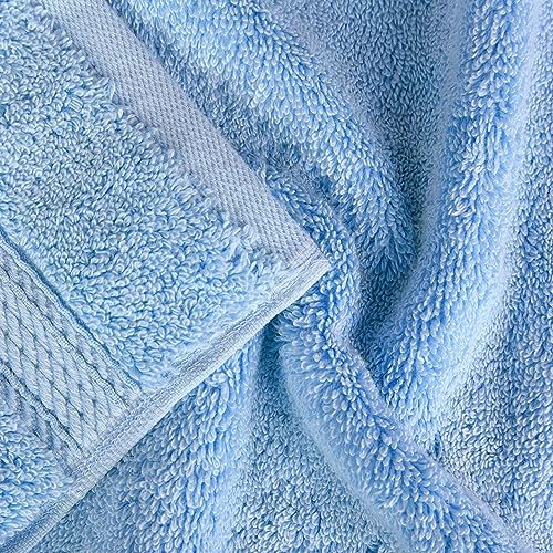 BNM Madeline Egyptian Cotton Heavyweight Towels, Ideal for Shower, Spa, Hotel, 800 GSM, Face/Washcloths, Hand Towels, Bath Towels, Highly-Absorbent, Luxury , 9 Piece Towel Set, Light Blue - color: Light Blue, size: 9-Piece Towel Set