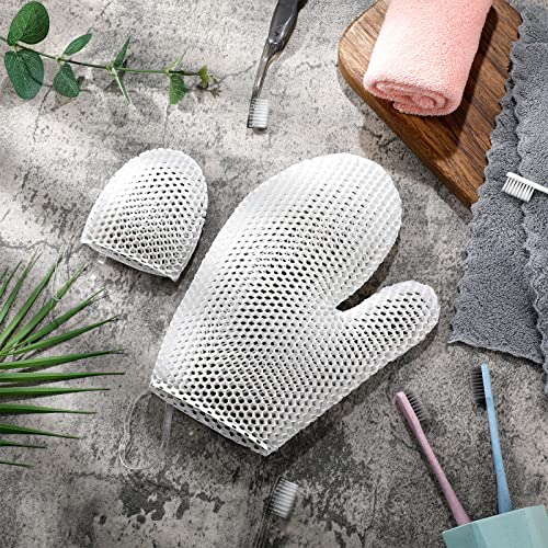 Vesici 2 Pcs Honeycomb Exfoliating Glove Set Exfoliating Bath Mitt Honeycomb Face and Body Scrubber Shower Mitt Sponges for Cleaning Body Shower Face Skin Beauty Spa(White) - color: White