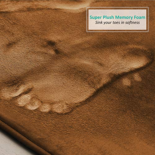 Clara Clark 3 Piece Bathroom Rugs Bath Mat Set, Velvet Memory Foam Bath Mats for Bathroom - Non-Slip, PVC Backing Bath Rugs, Washable - Dries Quickly, Brown - color: Brown, style: 17 x 24 + 20 x 32 + Contour