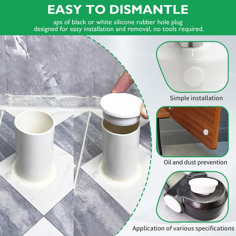 EASYEAH 4 Sizes 6.3/6.5/6.8/7 mm Silicone Plugs 1/4 in T-Shaped Soft Flexible Rubber Stopper Waterproof Seal Button Plug for 6.3-7 mm/0.25-0.28 in Hole, White, 32 Pcs - size: 6.3-7mm(0.25-0.28")