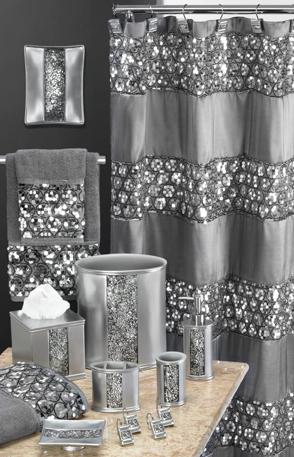 Zahari Home Sinatra Soap Dish Unique Design Stylish Bling Glass Mosaic Décor Soap Bar Holder, Silver - color: Sinatra Silver