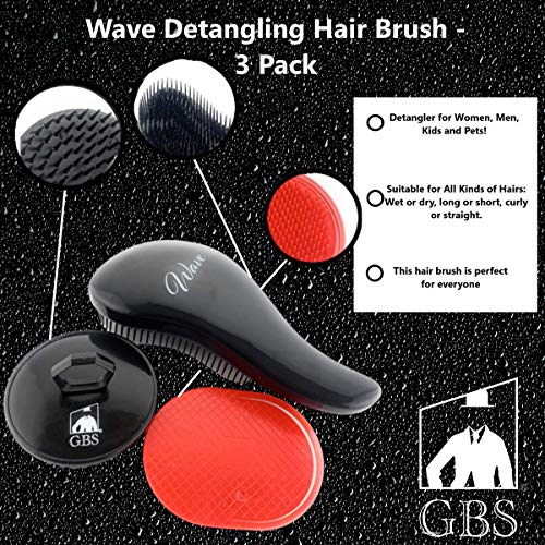 Wave Detangling Brush Set for Curly Hair, Thick, Straight & Natural Hair - Gentle Detangler Hair Brush for Women, Kids & Toddlers with Flexible Bristles -Hairbrush for Wet & Dry detangle | Gentle Detangler, Flexible Bristles, For Women & Kids, Wet & Dry H