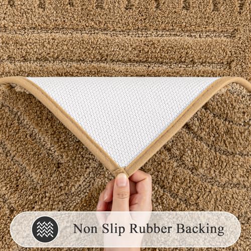 SHACOS Bathroom Rugs Sets 5 Piece Ultra Soft Absorbent Microfiber | Bath Mat with Bath Runner, U Shape Contour Rug, Toilet Lid Cover, Non Slip Machine Washable Carpet for Bedroom, Mustard - color: Mustard