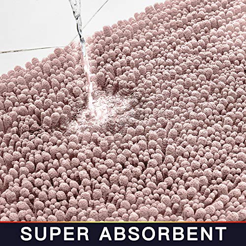 Walensee Bathroom Contour Rug Non Slip Toilet U Shaped Bath Mat (20x24, Dusty Pink) Water Absorbent Super Soft Shaggy Chenille Machine Washable Dry Extra Thick Perfect Absorbant Best Plush Carpet - color: Dusty Pink, size: 20"x24" Contour Rug