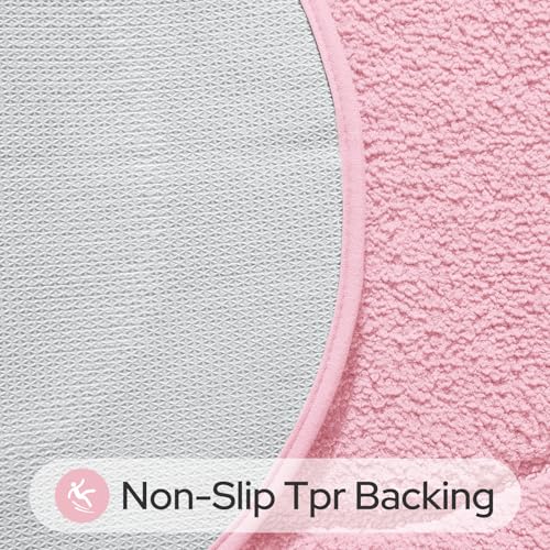 HOMEIDEAS Bathroom Rugs Sets 2 Piece, Soft Bathroom Mats and Absorbent Microfiber Machine Washable Bath Mats for Shower Room, Bathtub, Kitchen (20" x 32" + 16" x 24", Pink) - color: Pink