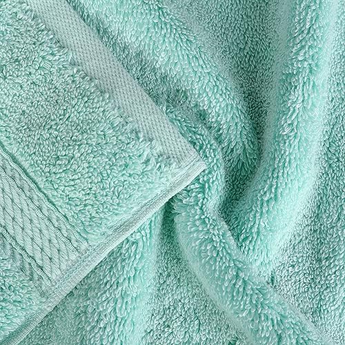 BLUENILEMILLS BNM Madeline Egyptian Cotton Heavyweight Towels, Ideal for Shower, Spa, Hotel, 800 GSM, Face/Washcloths, Hand Towels, Bath Towels, Highly-Absorbent, Luxury, 9 Piece Towel Set, Sea Foam - color: Sea Foam, size: 9-Piece Towel Set
