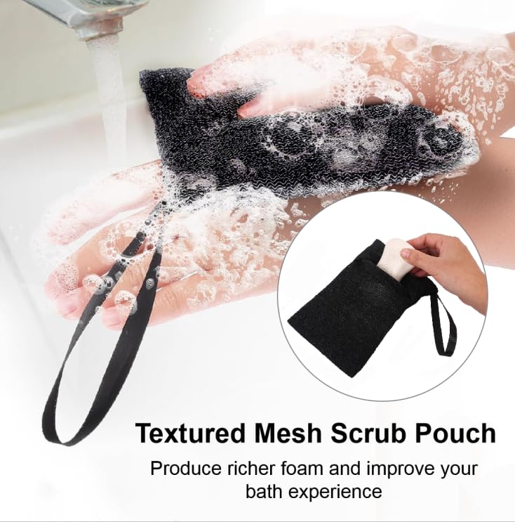 loofah Set loofah Gift Set Bath Puff, Back Scrubber Exfoliating Cloth, Foot Care Tools & Soap Pouch -Exfoliating_ Bath & Shower Set for Men & Women - Gift-Ready Packaging for Bathroom Essentials