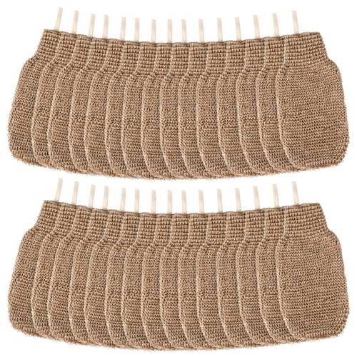 30 Pcs Exfoliating Shower Gloves Stretchable Jute Bath Mitts with Hanging Loop Body Scrubber Exfoliator Loofah Washcloth Deep Clean Dead Skin for Spa Massage Skin Shower Hotel Use(Brown) - color: Brown