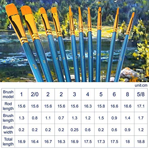 60 Pcs Acrylic Paint Brush Set, Oil & Watercolor - Professional Artist Brushes with Wooden Handle Nylon Hair Brushes - Bulk Art Supplies for Adults, Kids & Beginners - size: 60pcs