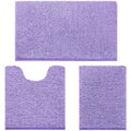 HOMEIDEAS 3 Pieces Bathroom Rugs, Ultra Soft Non Slip Absorbent Chenille Toilet Bath Mat Set (Lavender) - color: Purple-lavender, size: 17"x24"+20"x32"+U Shape 20"x24"