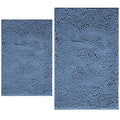 BOANKODU Bathroom Rugs Sets 2 Piece, Extra Soft Chenille Bath Mat Absorbent Bathroom Rug, Bathroom Mat with PVC Non-Slip Bottom, Machine Washable Bath Rugs (32x20 Inch + 24x16 Inch, Deep Blue) - color: Deep Blue, size: 16" x 24" + 20" x 32" (Rectangular)