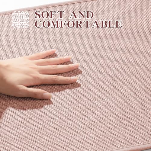 chakme Bathroom Rugs Mat 47x25, Ultra Thin Non Slip Bath Mat Large Quick Dry Absorbent Bath Mat for Bathroom Floor, (Pink, 47"x25") - color: Pink, size: 2' x 3'11" (Rectangular)