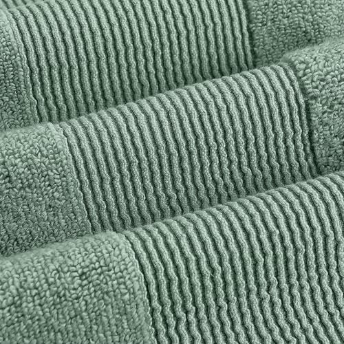 Modern Threads Air Cloud 6-Piece Towel Set - 100% Zero-Twist Cotton, 500 GSM, Quick Dry & Plush, Eucalyptus - color: Eucalyptus, size: 6 Pcs Towel Set