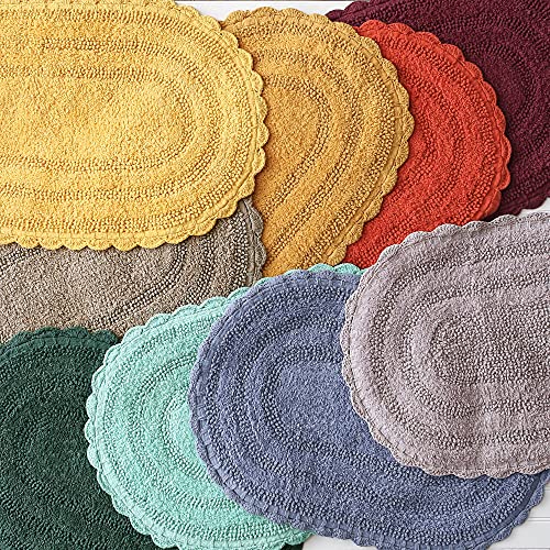 DII Crochet Collection Reversible Bath Mat, Small Oval, 17x24, Stone - color: Stone, size: 1'5" x 2' (Oval)