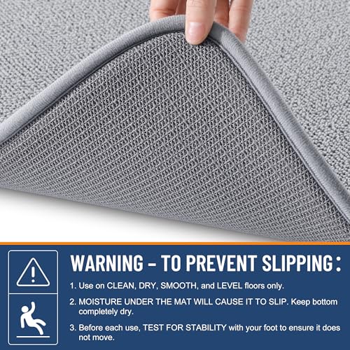 Smiry Thick Memory Foam Bath Mat 32X20, Ultra Soft Non-Slip Bathroom Rug, Plush Water Absorbent Quick Dry and Machine Washable Floor Mat for Shower, Tub & Home Decor, Grey