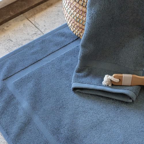 SALBAKOS 100% Turkish Cotton Bath Mat Set 2-Piece - 20x34 inch, Hotel & Spa Collection, Soft, Absorbent, Long Lasting, Durable Bathroom Rugs | Made in Turkey (Blue, 2 Bath Mats) - color: Blue, size: 2 Bath Mats