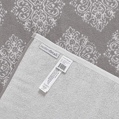Modern Threads 6 Piece Reversible Yarn Dyed Jacquard Towel Set Artesia Damask Gray - color: Gray