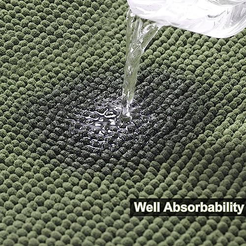 Urvoix Bathroom Rugs Sets 3 Piece, Non-Slip Chenille Bath Rug - Ultra Soft, Washable, Super Absorbent Bath Mat for Bathroom, Toilet and Tub (Sage Green) - color: Sage Green