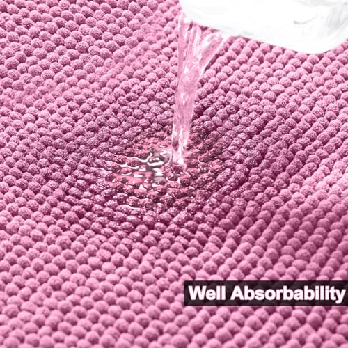 Urvoix Bathroom Rugs Sets 3 Piece, Non-Slip Chenille Bath Rug - Ultra Soft, Washable, Super Absorbent Bath Mat for Bathroom, Toilet and Tub (Pink) - color: Pink