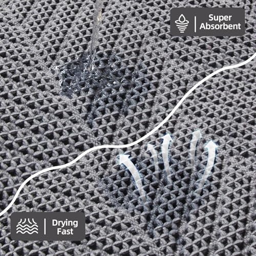 Sunfly Bath Rugs, Extra Soft Absorbent Waffle Bath Mat Quick Dry & Washable, Grey Bathroom Rug for Shower Floor with Boho Decor, 20"x30" Grey - color: Grey, size: 1'8" x 2'6" (Rectangular)