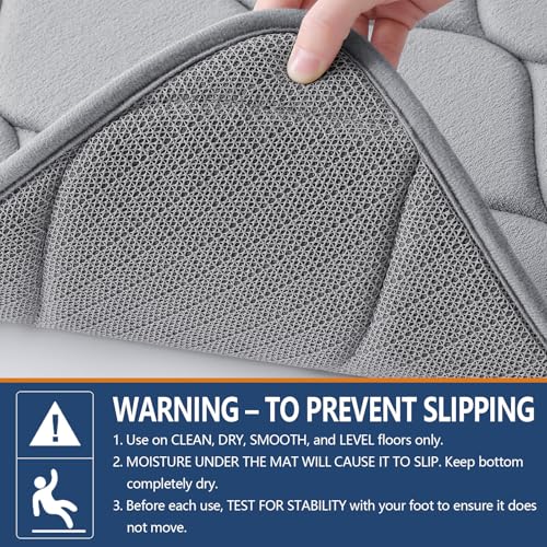 Smiry Memory Foam Bath Mat 24"x16", Ultra Soft Non-Slip Bathroom Rug, Plush Water Absorbent Quick Dry and Machine Washable Floor Mat for Shower, Tub & Home Decor, Grey - color: Grey, size: 24"x16"