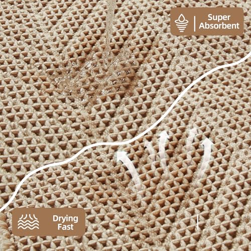 Sunfly Waffle Bath Mat, Boho Bath Rugs for Bathroom Floor Super Absorbent & Quick Dry, Non-Slip Washable Bath Mat with Tassels, Ultra Soft Farmhouse Bathroom Decor 24"*36" Beige - color: Beige, size: 2' x 3' (Rectangular)