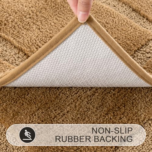 SHACOS Microfiber Bathroom Rugs Set of 3 with Toilet Lid Cover Non Slip | Washable Bath Mat Absorbent Bathroom Carpet 16"x24"+U Shape Toilet Rug 20"x24"+Toilet Lid Cover 19"x21", Mustard - color: Mustard, size: 16"x24"+U-Shape 20"x24"+Lid Cover 19"x21"